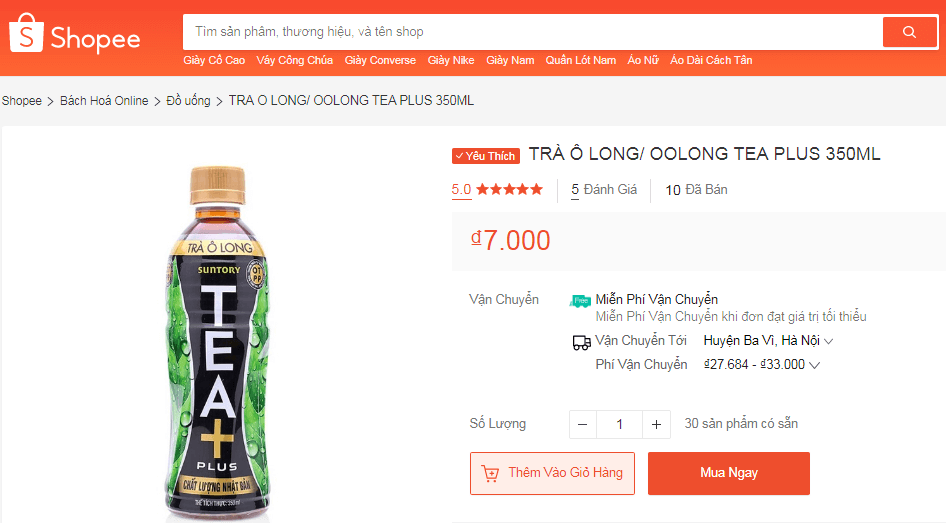 Trà Ô Long tea+ plus giảm cân giá bao nhiêu